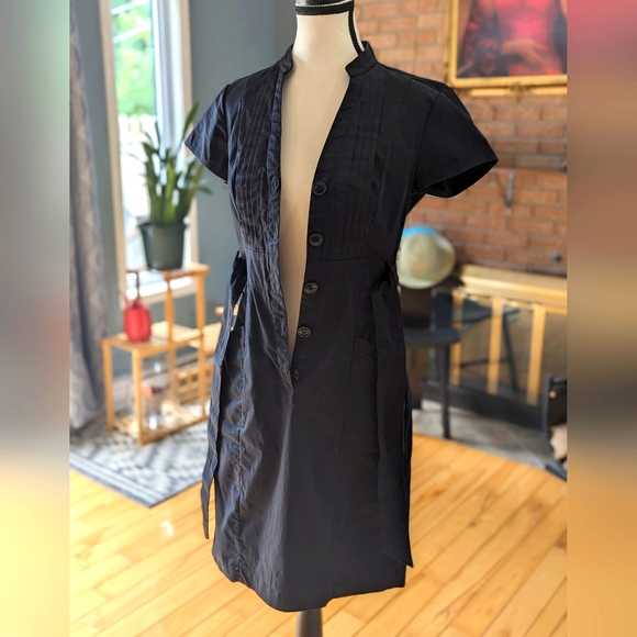 H&M Black Short Sleeve Shirt Dress with Button Front Size US 6 - Picture 5 of 6
